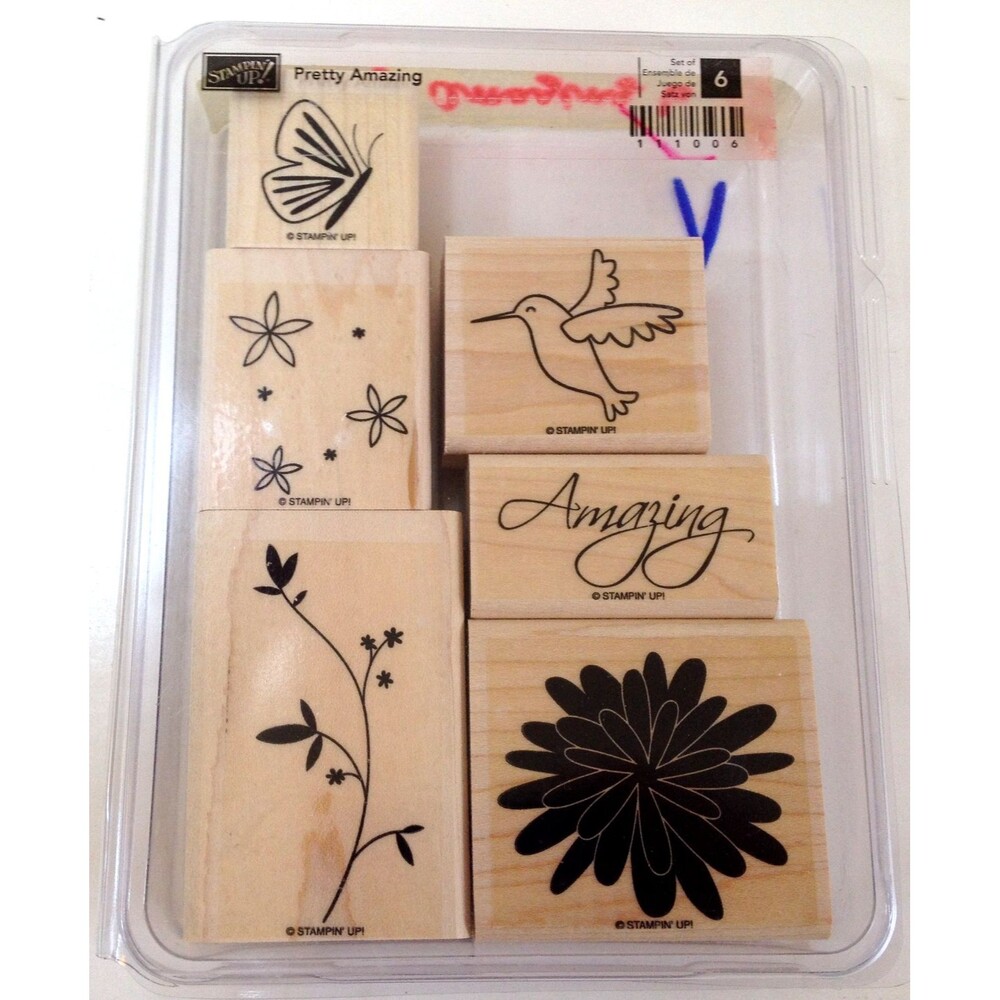 Stampin’ Up! Pretty Amazing #111006 Set of 6 Tags Un-Used Open Box Wood Mounted